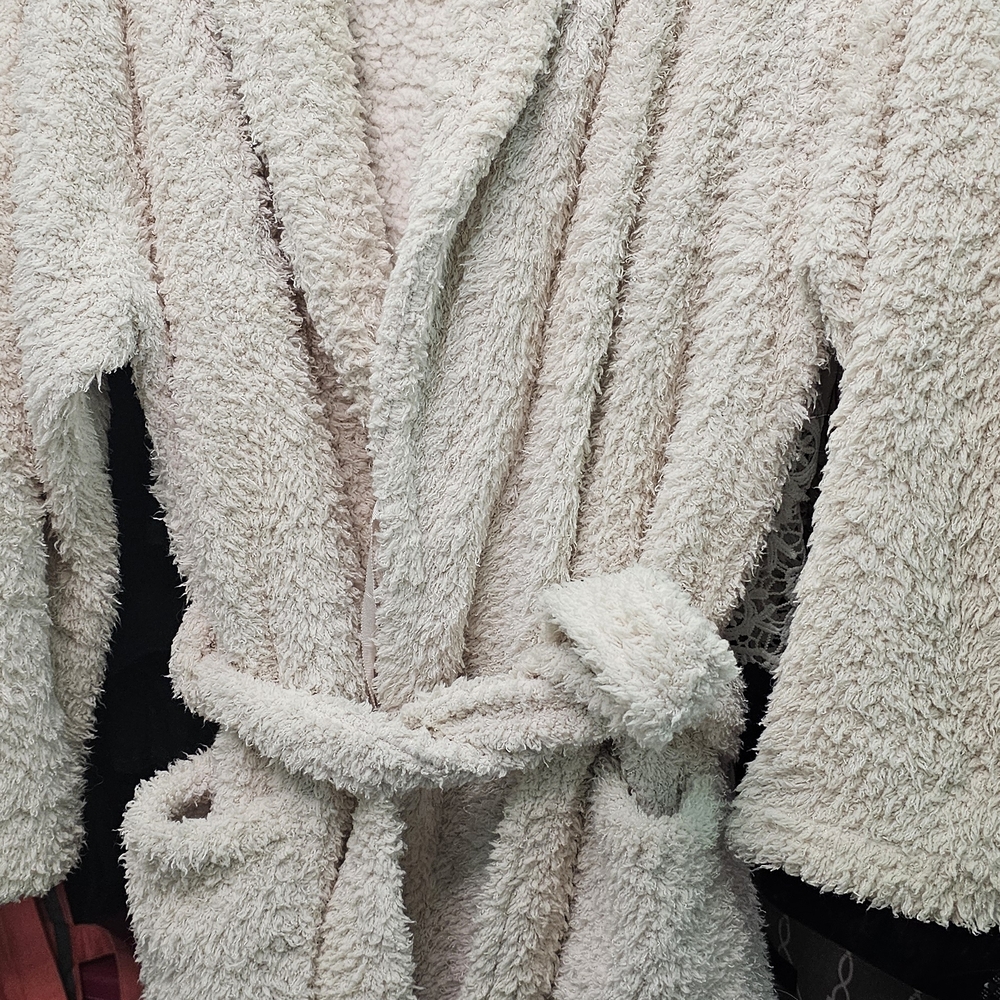 Plush Women's Bath Robe Jacket - Cream